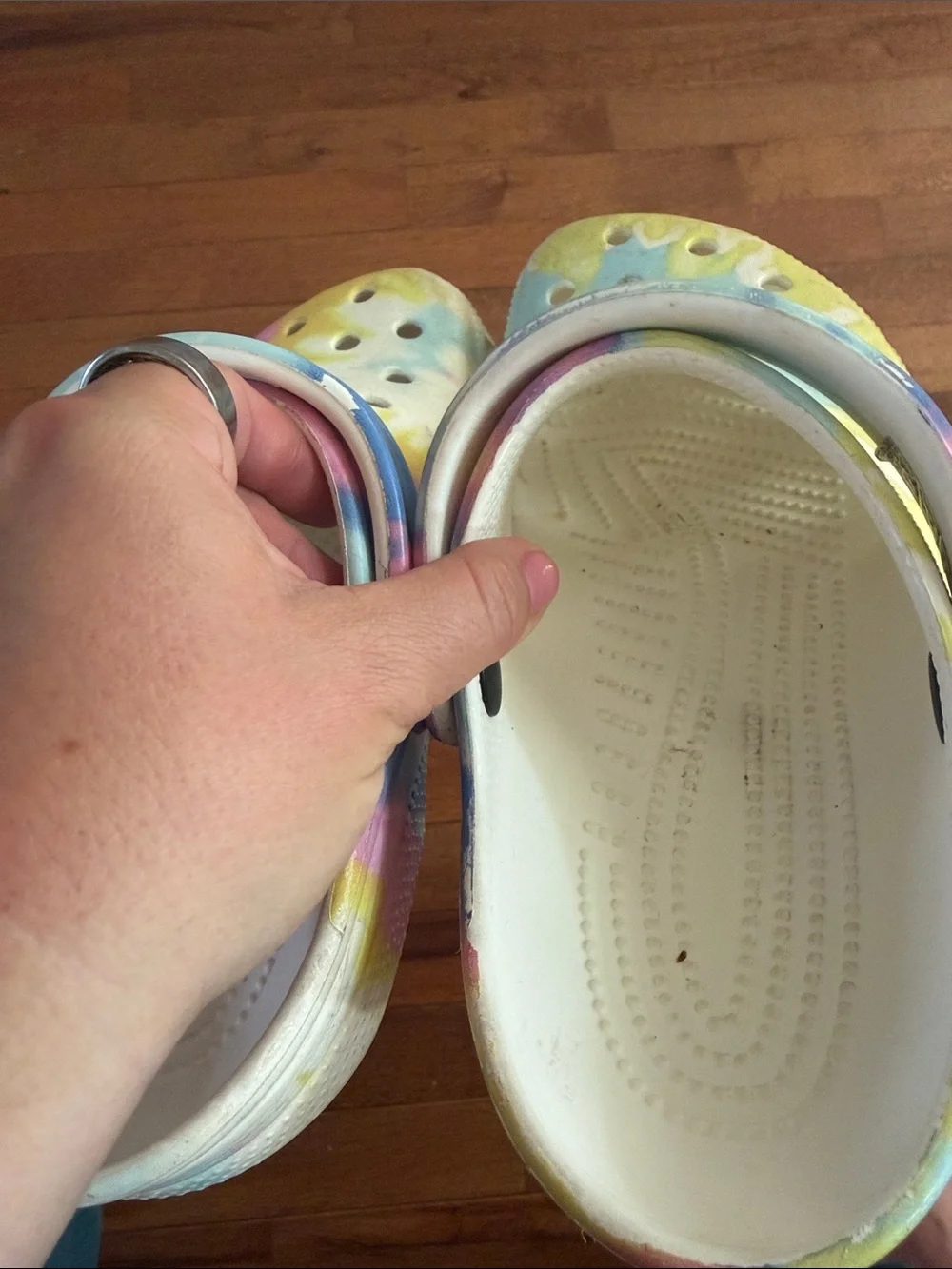 CROCS Kids Tie-Dye Clogs in Pink, Blue, Yellow, Cream